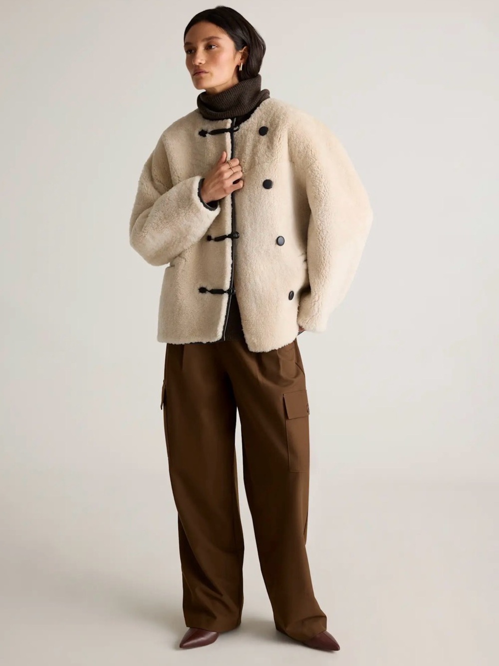 Quince 100% Shearling Duffle Jacket NWT Small - Picture 7 of 15